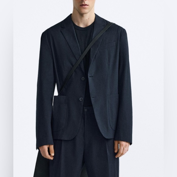 NWT- Zara man- STRIPED SUIT JACKET-Sz 50 - Picture 1 of 7